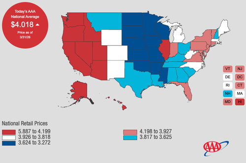 U.S. Gasoline Prices Hit Politically Sensitive $4 Level As Trump Eyes Iran War Off-Ramp