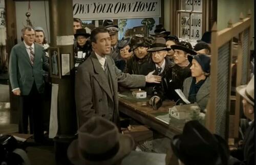 Bank run scene from It's a Wonderful Life