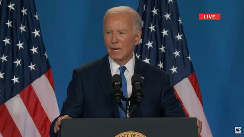 Biden speaking at the NATO press conference.