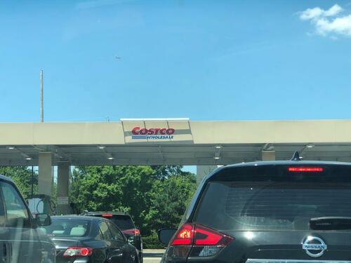 The line for gas at a Costco on Monday. 