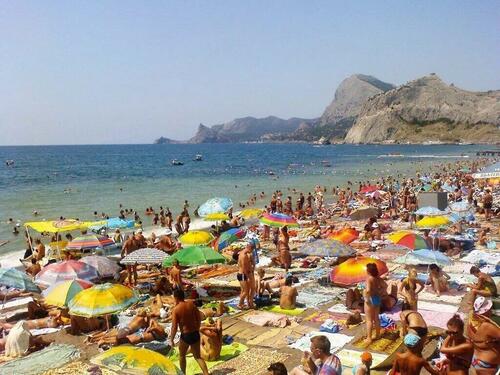 Crowded Crimea Beach 