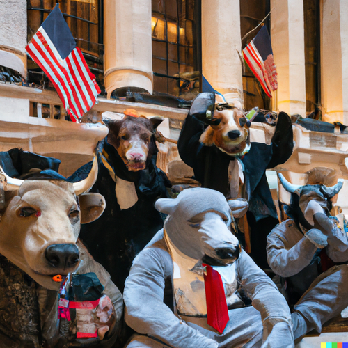 Bulls & Bears On the NYSE floor.