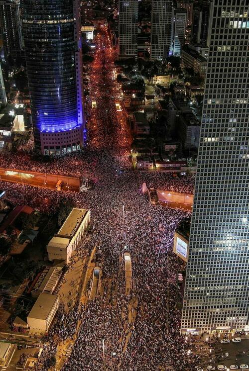 This enormous protest against proposed judicial reforms took place in Tel Aviv in March (Tomer Appelbaum via Haaretz)  