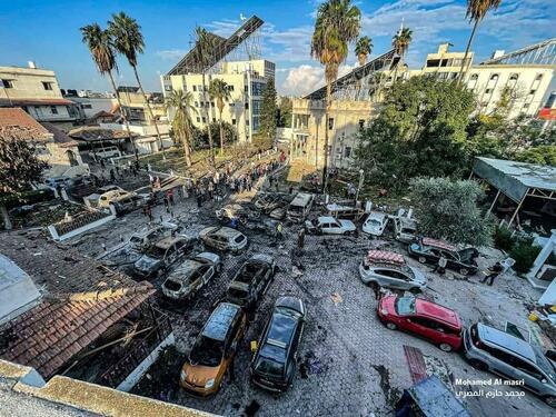 Aftermath of strike on Al-Ahli Baptist Hospital In Gaza