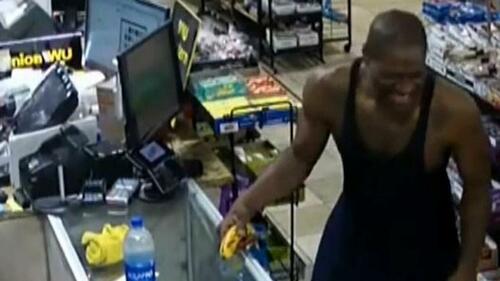 CCTV image of George Floyd buying a banana with a counterfeit $20, which led to his final arrest.