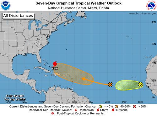 U.S. East Coast On Alert As Powerful Hurricane Erin Approaches