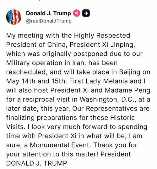 Trump Sets Xi Meeting Date As Clock Ticks On Iran War Offramp