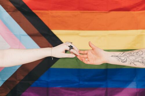 An LGBT+ flag.
