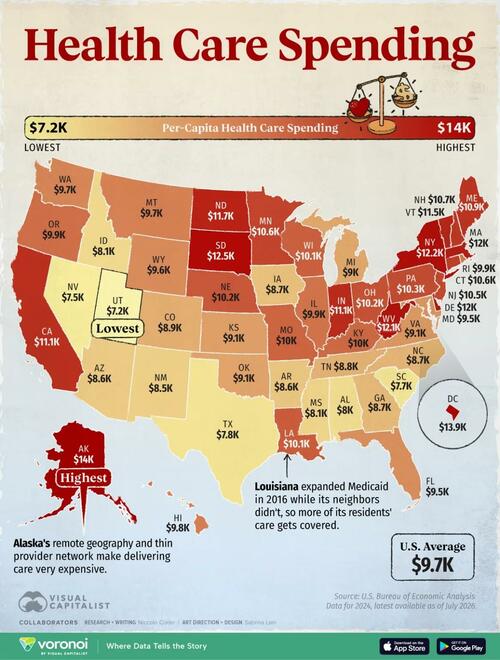 Mapping Americans' Per Capita Health Care Spending By State