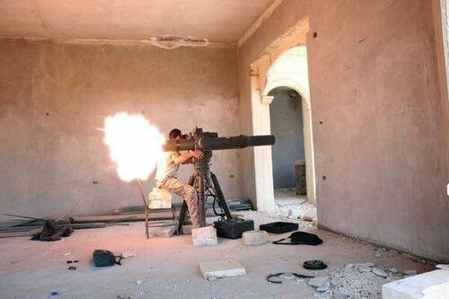 Insurgents firing a missile in Syria