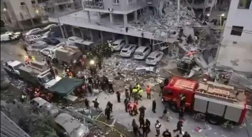 The aftermath of an Iranian missile strike in Bat Yam, Israel.