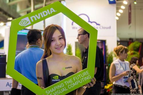 Nvidia booth babe at Computex in 2014, before the world turned against pretty women at tech conferences. 