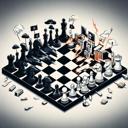 AI Chessboard image representing a propaganda war. 