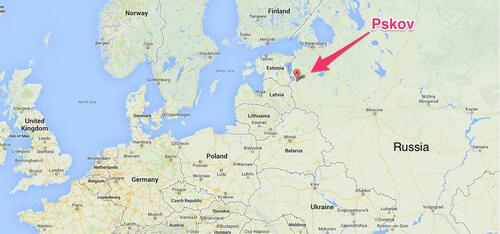 Map showing Pskov