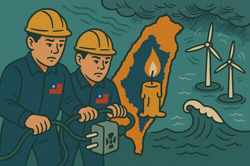 Taiwanese utility workers sadly disconnect the island from nuclear power.