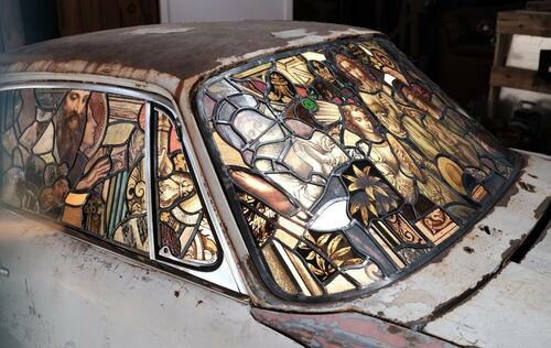 Meet The Artist Turning Burned Vintage Porsches Into Stained-Glass Art