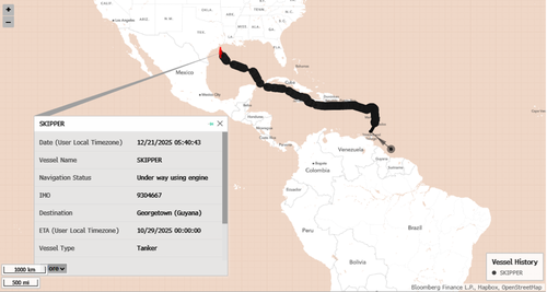 Track Seized Oil Tanker: Skipper Approaches Galveston Offshore Lightering Area