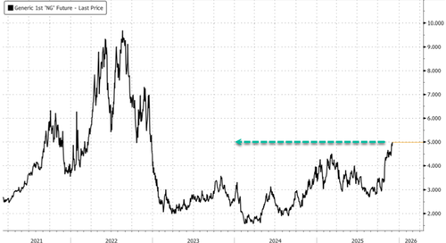 Polar Vortex Threat Sends US NatGas Futs To Highest Level Since 2022