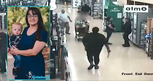 Insert: Margo Wood and her son Julian. The silhouetted figure holding the knife in the security cam footage on the right is Bianca Ellis, who attacked the mother and son, murdering Julian. 