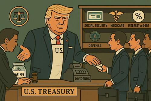 Trump as the nation's shopkeeper, collecting dividends and tariffs--now with a judge threatening the tariffs jar.