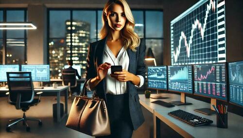 A trader leaving the office. 