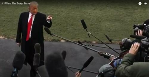 Trump points at press corps.