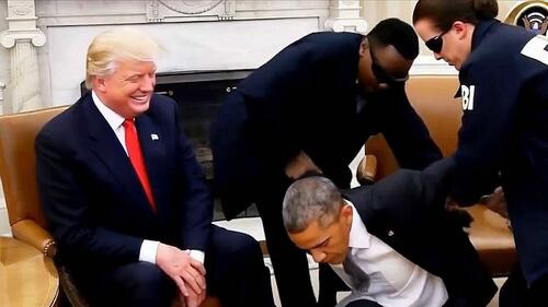 Trump Posts AI Video Of Obama Being Arrested, Handcuffed As He Gleefully Watches