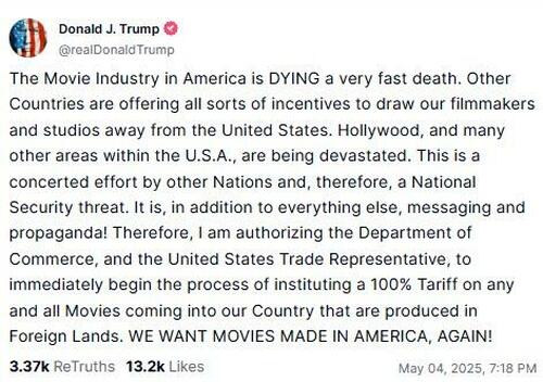 Trump To Slap Foreign Films With 100% Tariff; All Eyes On Netflix thumbnail
