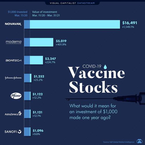 Сколько 1000 долларов, вложенные в акции производителей вакцин, стоили бы сейчас