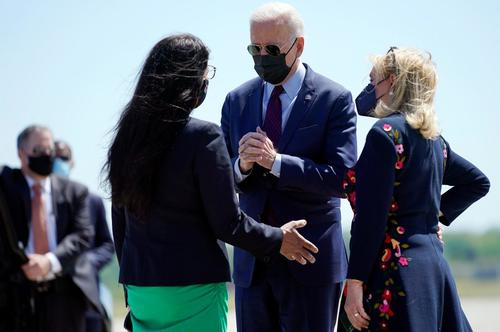 Palestinian-American Rep. Rashida Tlaib confronted Biden in Detroit earlier in the week, via Reuters.