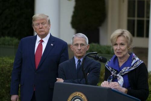 Le président Donald Trump et le Dr Anthony Fauci, la Dre Deborah Birx