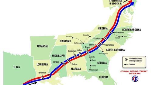 "Gas Run Has Begun" - Fuel Stations Run Dry Amid Hacked Pipeline Colonialpipelinemap_0