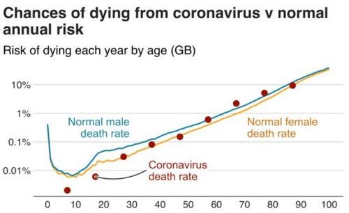 covid deathrate vs normal deathrate