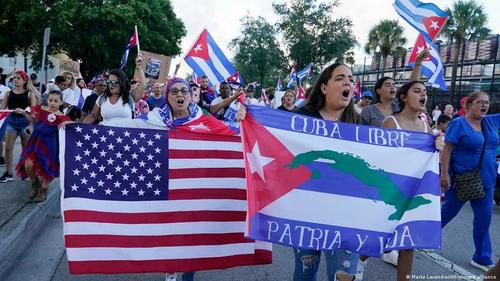 Cuban Americans at a protest in Miami, via AP