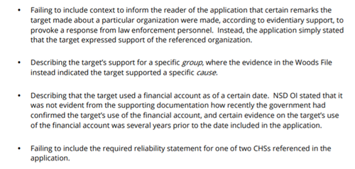 Inspector General Audit Finds "Widespread" Problems With
FBI's FISA Applications 4