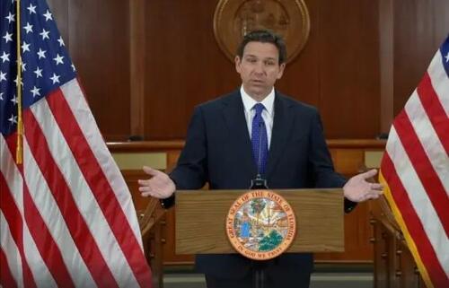Florida Gov. Ron DeSantis speaks at a press conference on the dismissal of 9th Judicial Circuit Florida prosecutor Monique Worrell in Tallahassee, Fla., on Aug. 9, 2023. (Ron DeSantis/Screenshot via The Epoch Times)