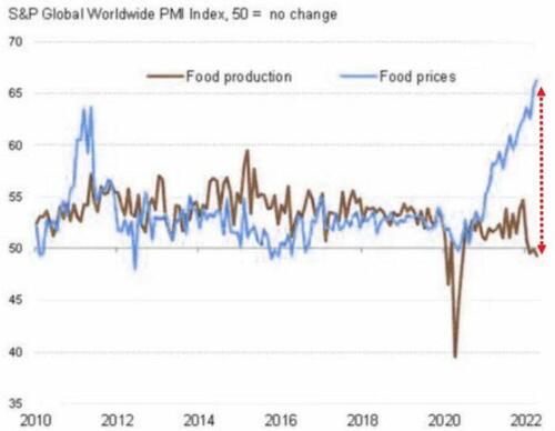 Chart of Food Production vs Food Prices