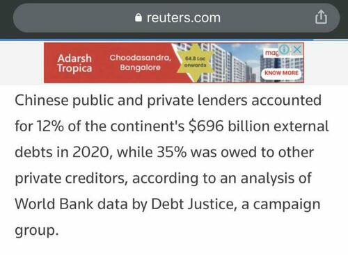 China accounts for only 12% of Africa’s debt