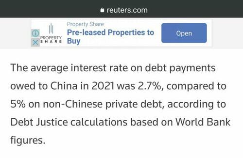 The average interest rates on Chinese loans stand at 2.7%