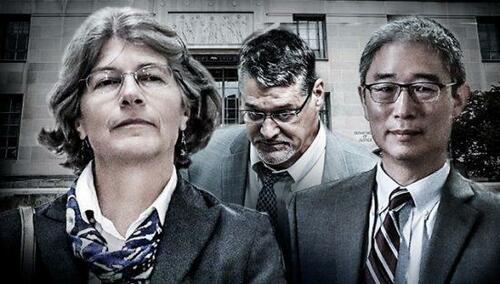 Left to right: Nellie Ohr, Fusion GPS co-founder Glenn Simpson, Bruce Ohr