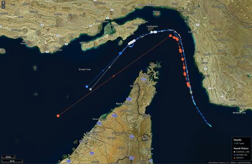 Three Supertankers Carrying Iraqi And Saudi Crude Sail Through The Strait Of Hormuz