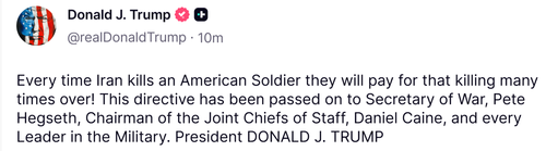 Trump Vows Iran Will Pay 'Many Times Over' For US Troop Deaths, As Mediators Push 10-Day Ceasefire