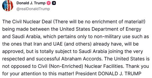 Trump Throws Abraham Accords Monkey Wrench Into Saudi Nuclear Deal At 11th Hour
