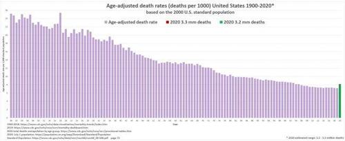 us mortality 1900 2020 age adjusted